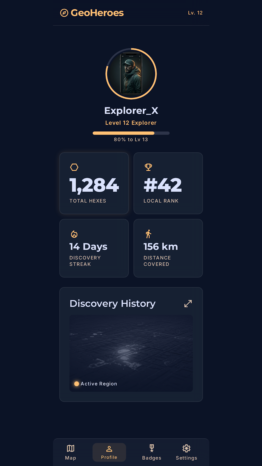 GeoHeroes — profil gracza i statystyki